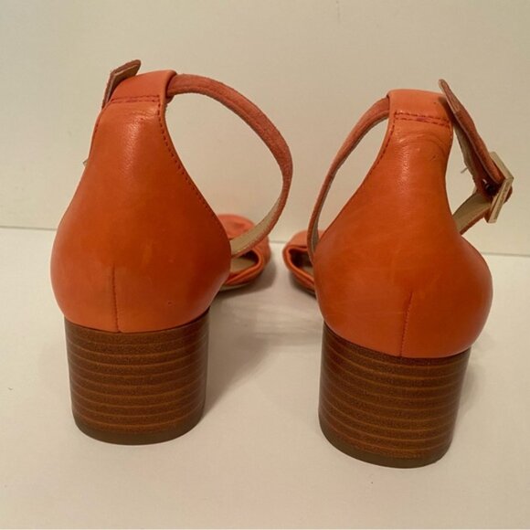 DIANE VON FURSTENBERG SANDALS BLOCK HEELS PEACH CORAL SUEDE LEATHER - Picture 7 of 13